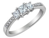 1/2 Carat (ctw H-I, I1-I2) Princess Cut Diamond Engagement Ring and Three Stone Anniversary Ring in 14K White Gold